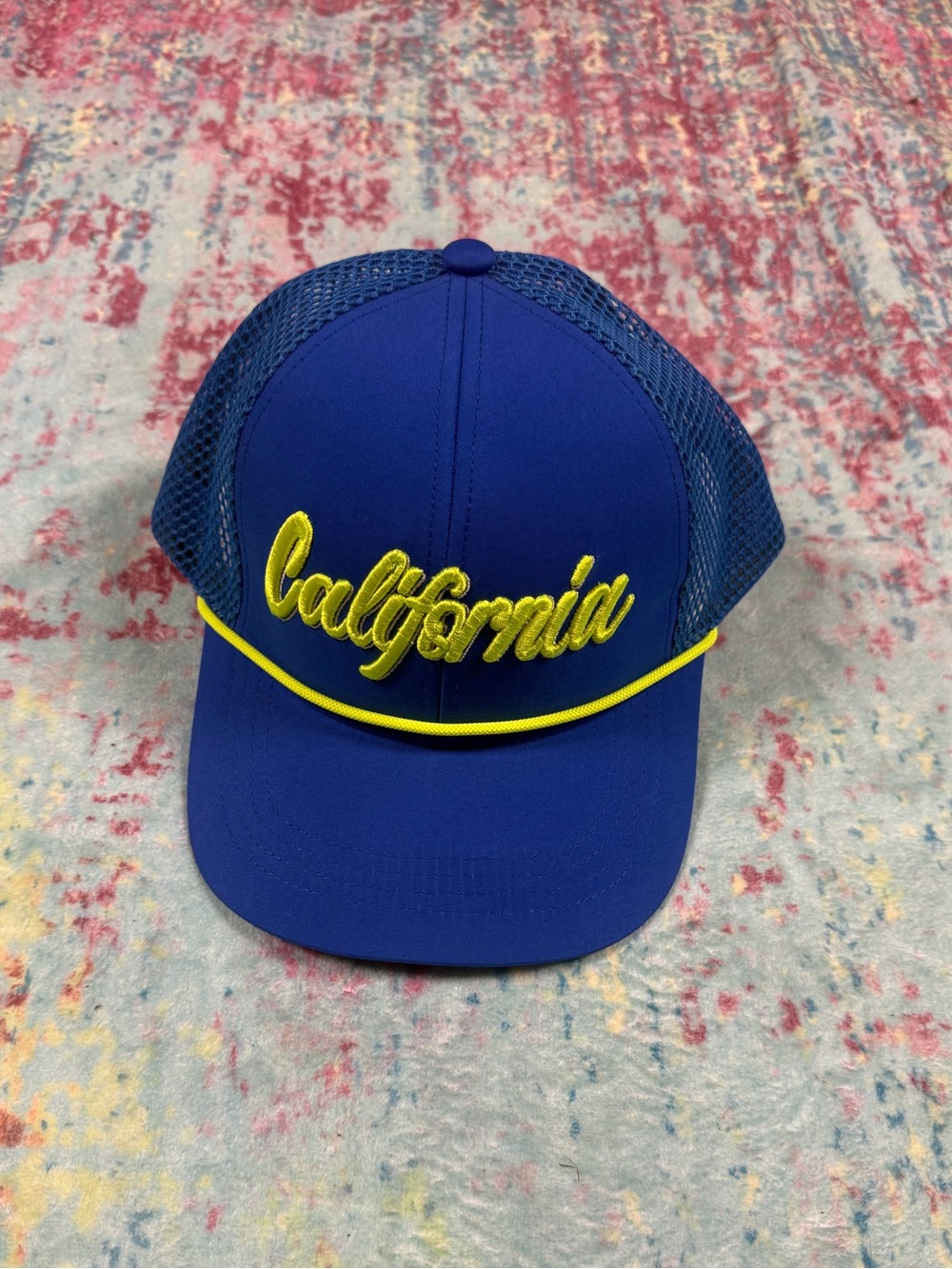 🦋Robin Ruth Blue and Yellow "California" Mesh Trucker Hat